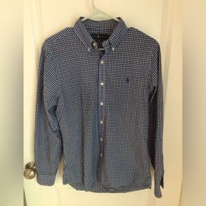 Ralph Lauren Navy and White Checkered Slim Fit Shirt